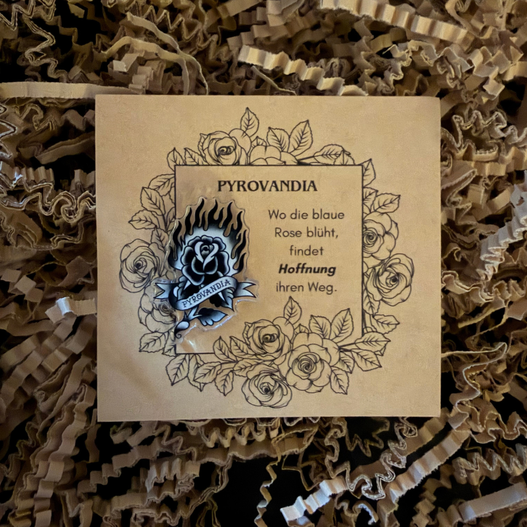 Acryl-Anstecker, Pin | "Pyrovandische Rose"
